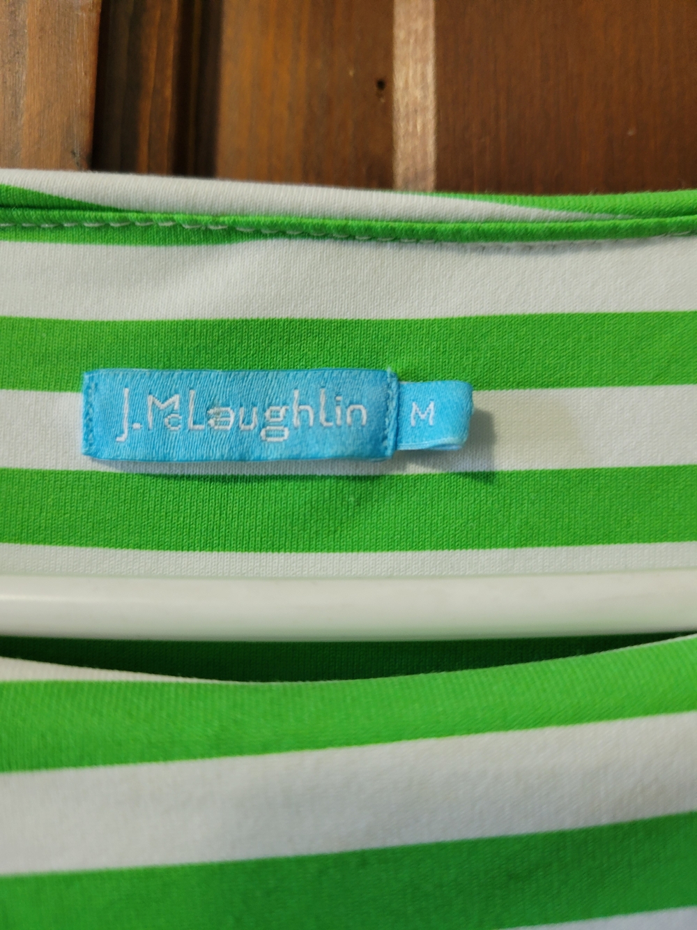 J. McLaughlin Green and White Striped Layered Midi Dress - Picture 2 of 5